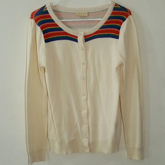 Modcloth Sweaters - Medium MODCLOTH Rainbow Cream Cardigan